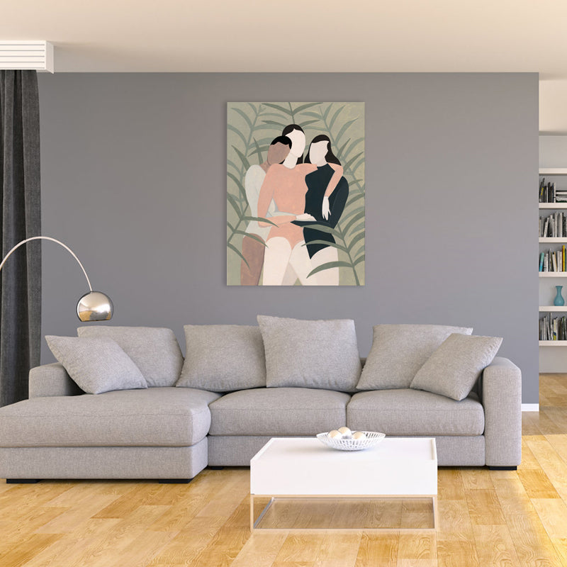 Brehn | Weiche Farbe Modische Mädchen Kunstdruck Texturiertes Nordisches Esszimmer Leinwand, Mehrere Größen