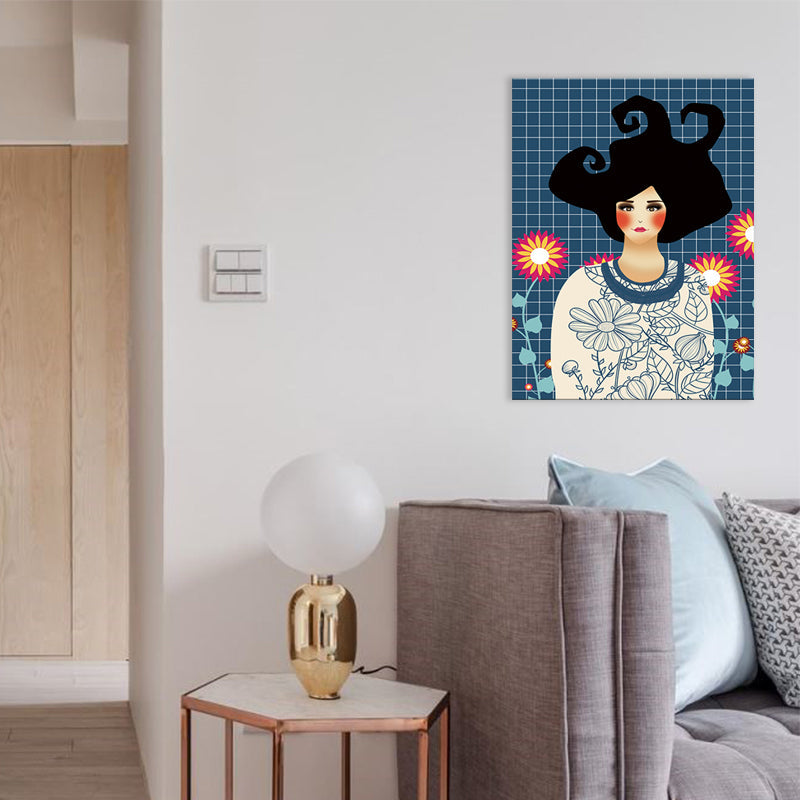 Brehn | Illustration Undercover Maid Leinwanddruck Wohnzimmer Mode Wandkunst in Pastellfarbe