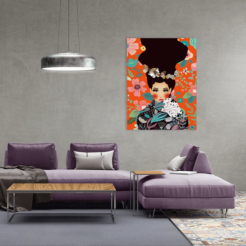 Brehn | Illustration Undercover Maid Leinwanddruck Wohnzimmer Mode Wandkunst in Pastellfarbe