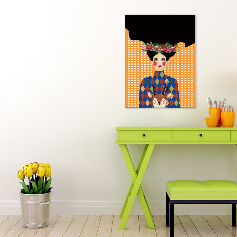 Brehn | Illustration Undercover Maid Leinwanddruck Wohnzimmer Mode Wandkunst in Pastellfarbe