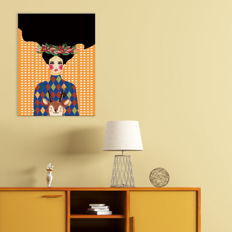 Brehn | Illustration Undercover Maid Leinwanddruck Wohnzimmer Mode Wandkunst in Pastellfarbe