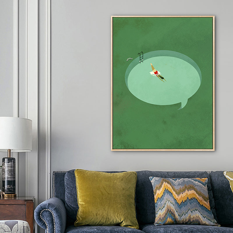 Brehn | Pastell Schwimmbecken Wandkunst Sportlich Nordische Texturierte Leinwanddruck für Wohnzimmer