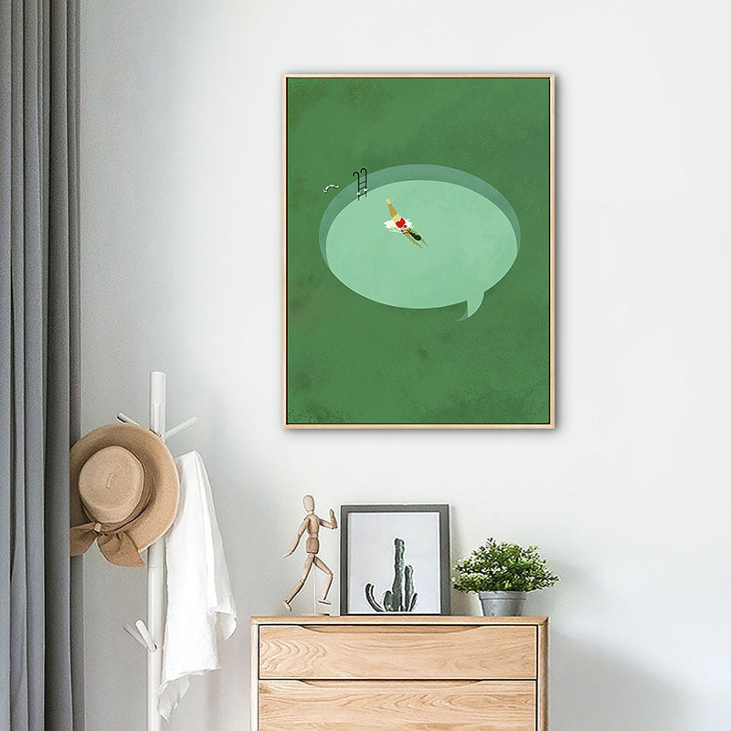 Brehn | Pastell Schwimmbecken Wandkunst Sportlich Nordische Texturierte Leinwanddruck für Wohnzimmer