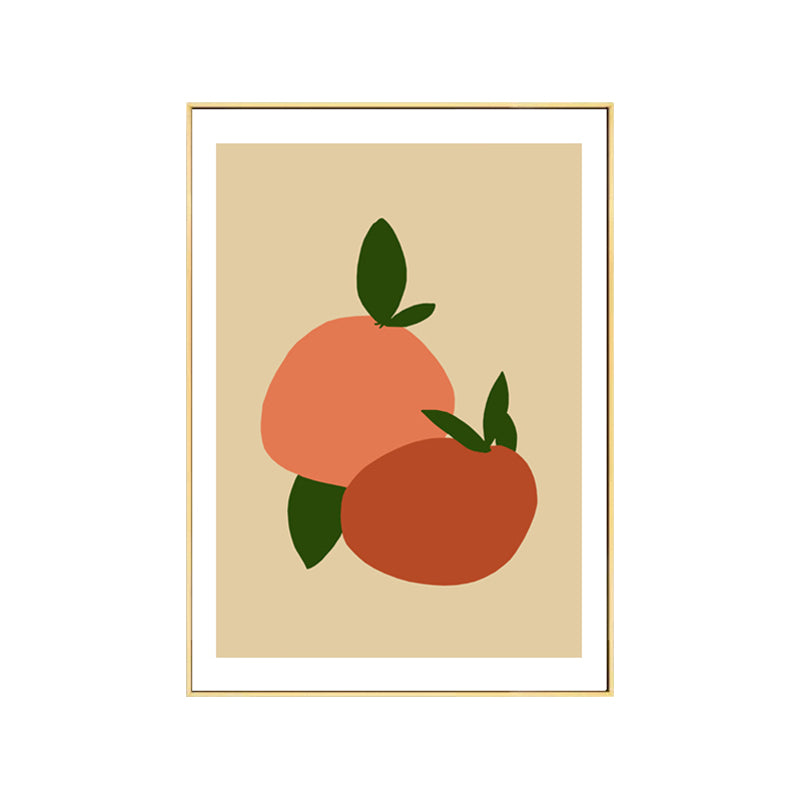 Brehn | Illustration Nordische Leinwand Wandkunst mit Früchte Muster in Orange auf Beige für Zuhause