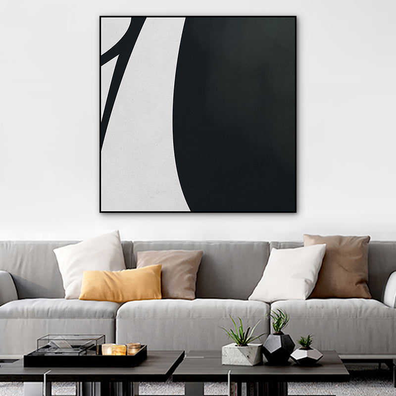 Brehn | Minimalistische abstrakte Zeichnung Leinwand Kunst Haus Innenraum Wand Dekoration in Schwarz und Grau