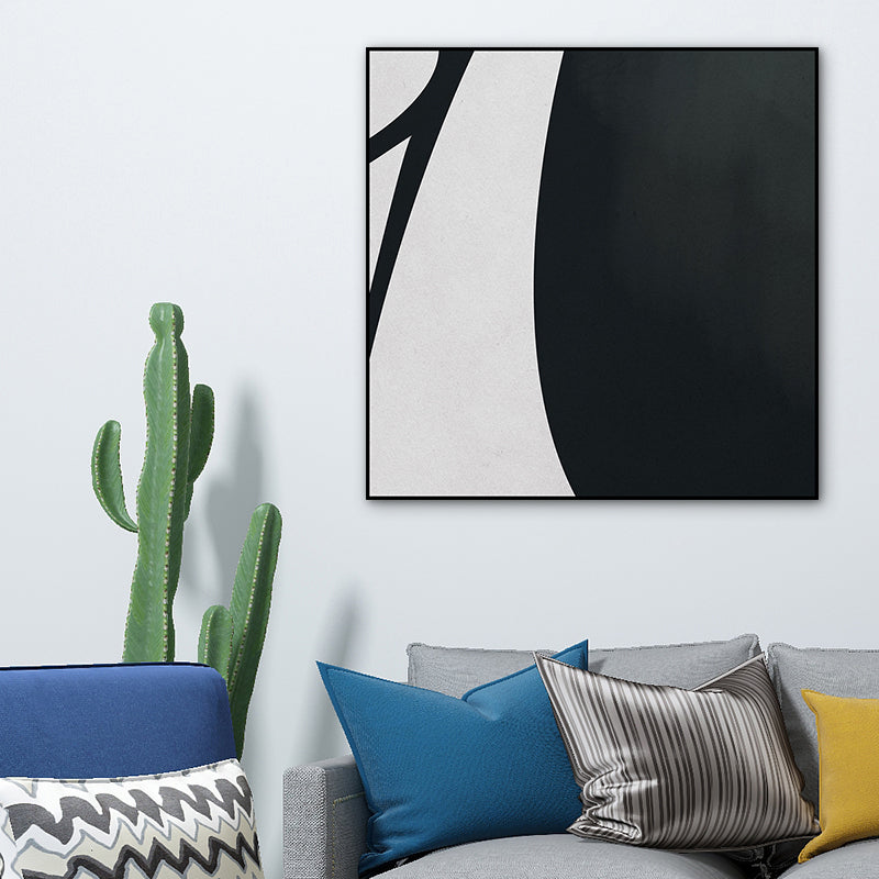 Brehn | Minimalistische abstrakte Zeichnung Leinwand Kunst Haus Innenraum Wand Dekoration in Schwarz und Grau