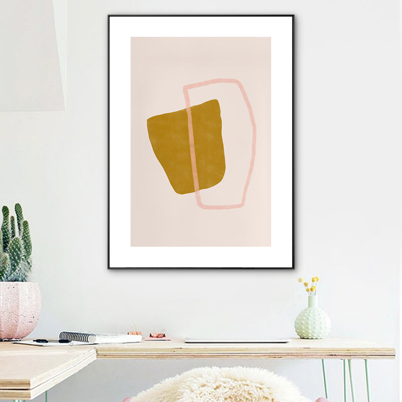 Brehn | Minimalistische geometrische Wandkunst Druck Gelb und Pink Texturiertes Canvas für das Wohnzimmer