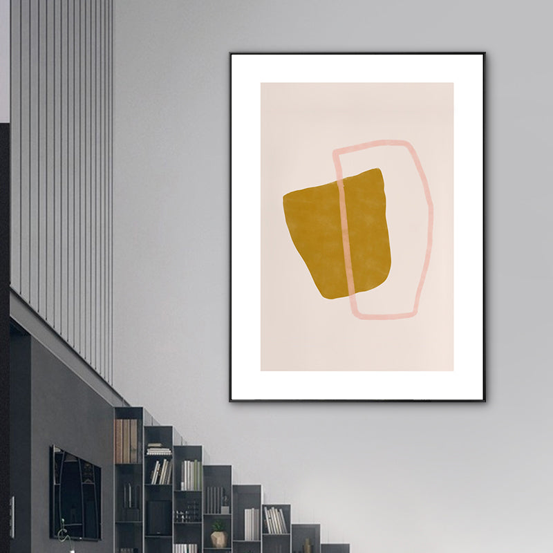 Brehn | Minimalistische geometrische Wandkunst Druck Gelb und Pink Texturiertes Canvas für das Wohnzimmer