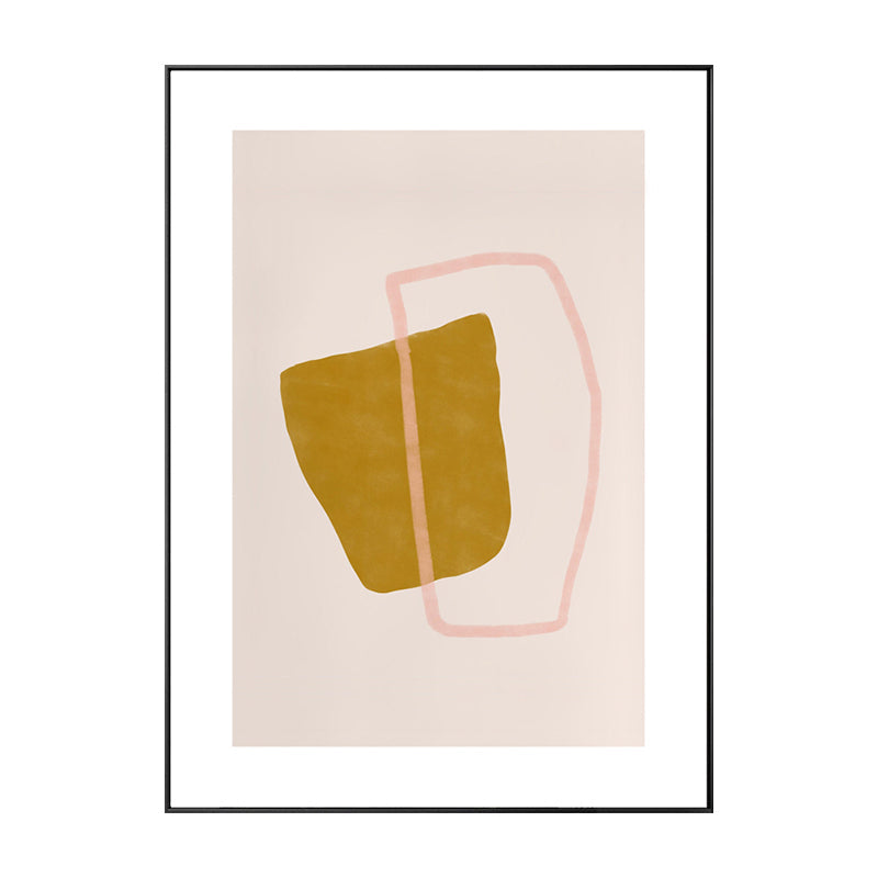 Brehn | Minimalistische geometrische Wandkunst Druck Gelb und Pink Texturiertes Canvas für das Wohnzimmer