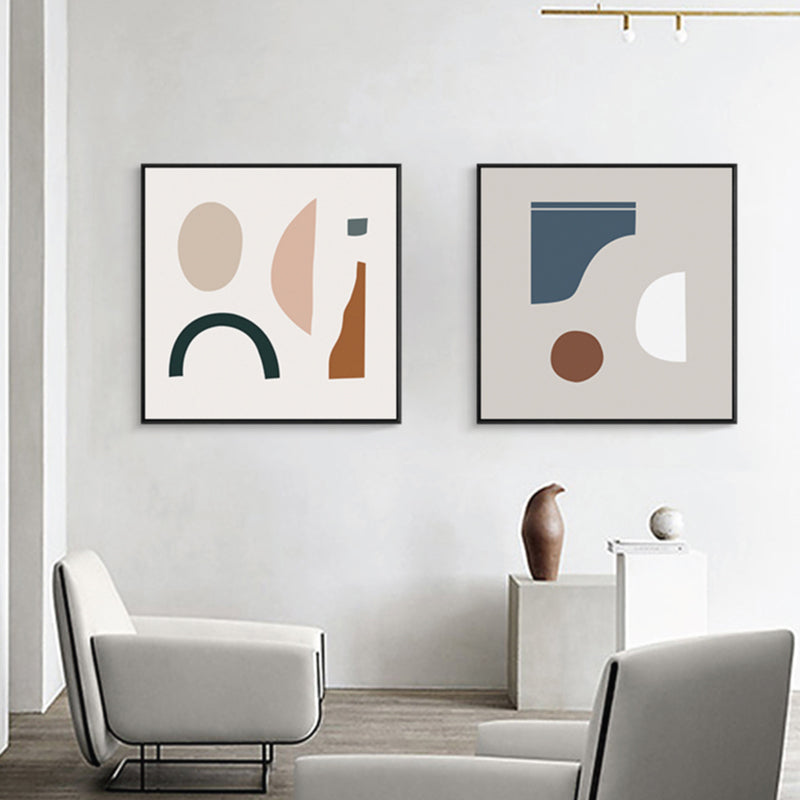 Brehn | Geometrische Formen Leinwand Kunst Nordisch Bezaubernde Abstrakte Wanddekoration in Heller Farbe