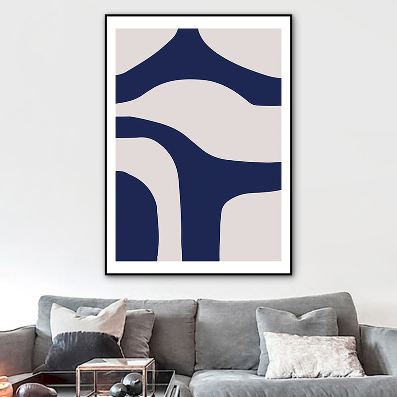 Brehn | Illustration Abstrakte Leinwand Wandkunst für zu Hause Galerie, Blau, Mehrere Größen Verfügbar