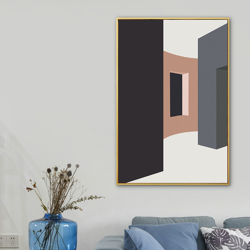 Brehn | Haus Innenansicht Wandkunst Wohnzimmer Architekturzeichnung Leinwand in sanften Farben für Dekor