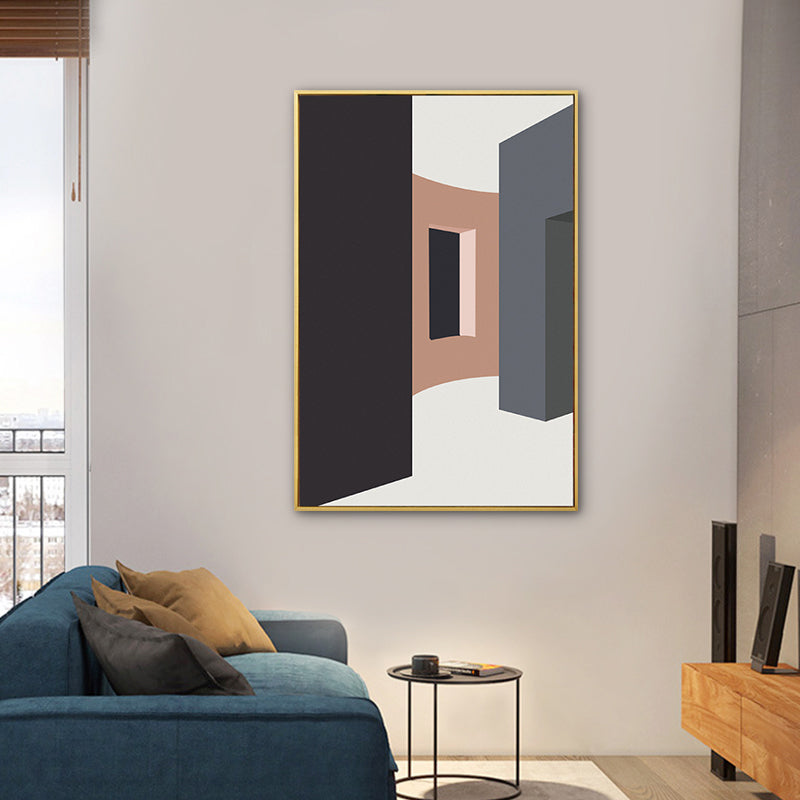 Brehn | Haus Innenansicht Wandkunst Wohnzimmer Architekturzeichnung Leinwand in sanften Farben für Dekor