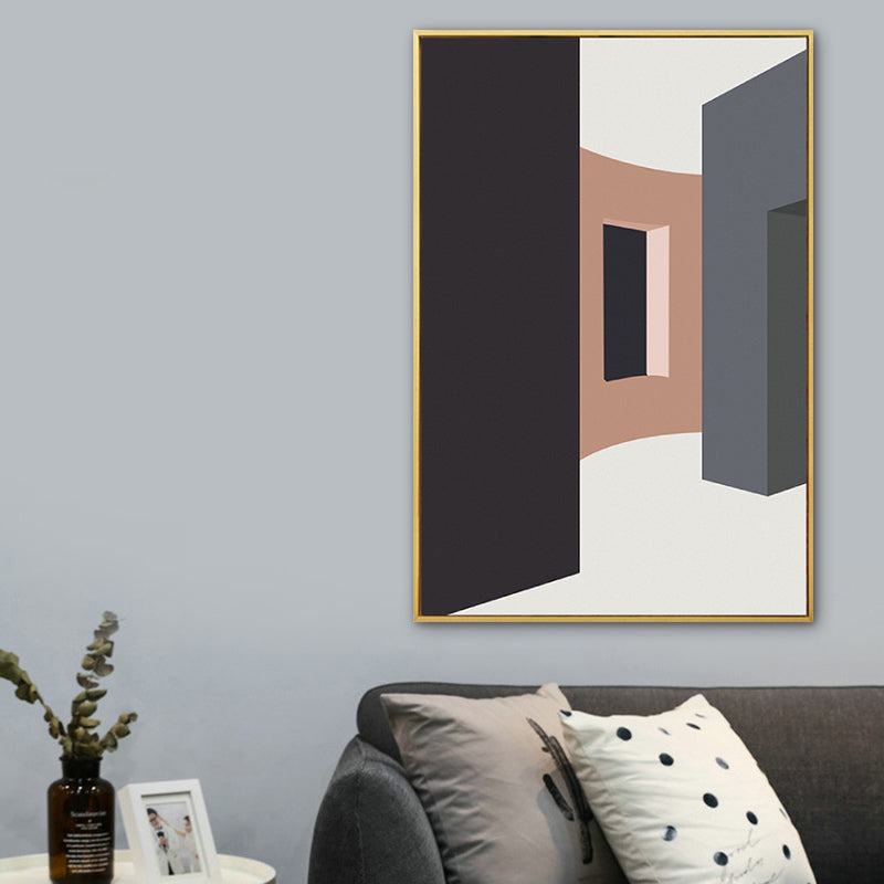 Brehn | Haus Innenansicht Wandkunst Wohnzimmer Architekturzeichnung Leinwand in sanften Farben für Dekor