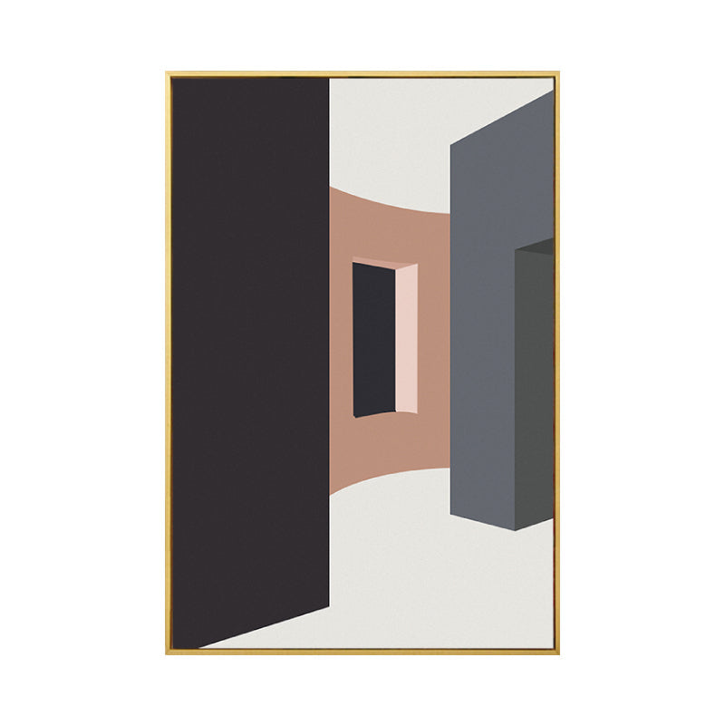 Brehn | Haus Innenansicht Wandkunst Wohnzimmer Architekturzeichnung Leinwand in sanften Farben für Dekor