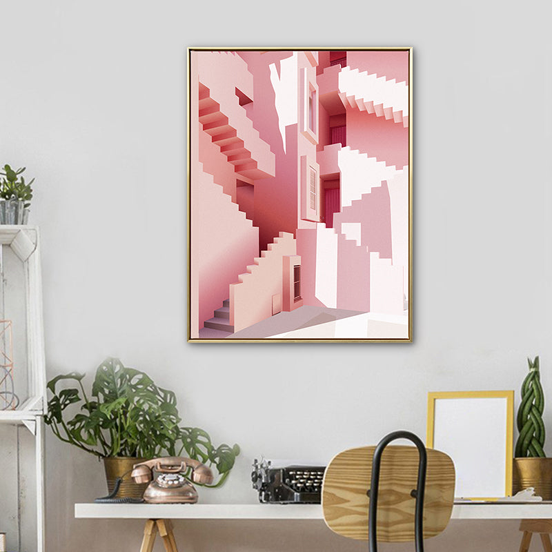 Brehn | Pastellfarbe Nordisch Leinwandkunst Illustration Architektur Wanddekoration für das Wohnzimmer
