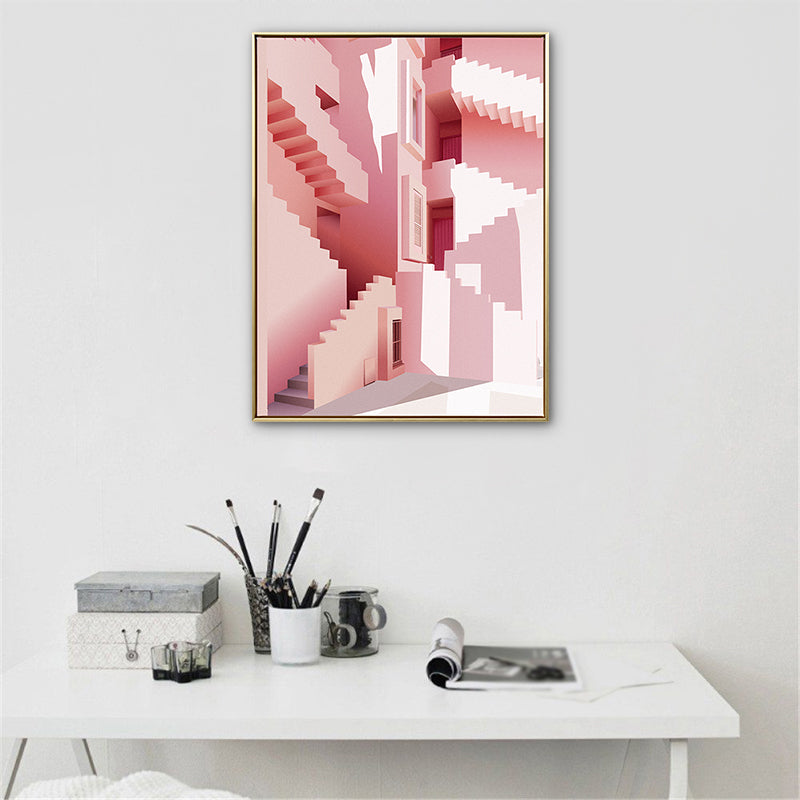 Brehn | Pastellfarbe Nordisch Leinwandkunst Illustration Architektur Wanddekoration für das Wohnzimmer