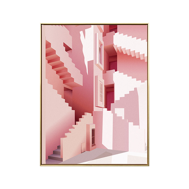Brehn | Pastellfarbe Nordisch Leinwandkunst Illustration Architektur Wanddekoration für das Wohnzimmer