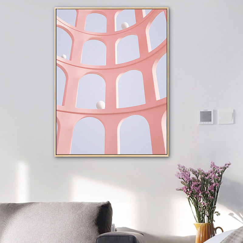 Brehn | Pastellfarbe Nordisch Leinwandkunst Illustration Architektur Wanddekoration für das Wohnzimmer