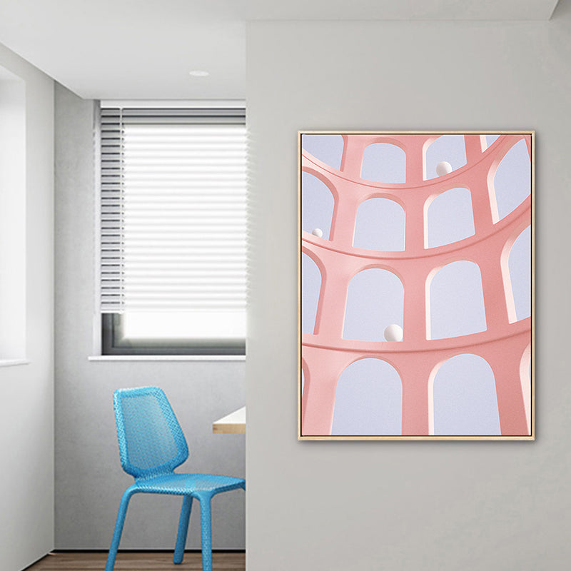 Brehn | Pastellfarbe Nordisch Leinwandkunst Illustration Architektur Wanddekoration für das Wohnzimmer