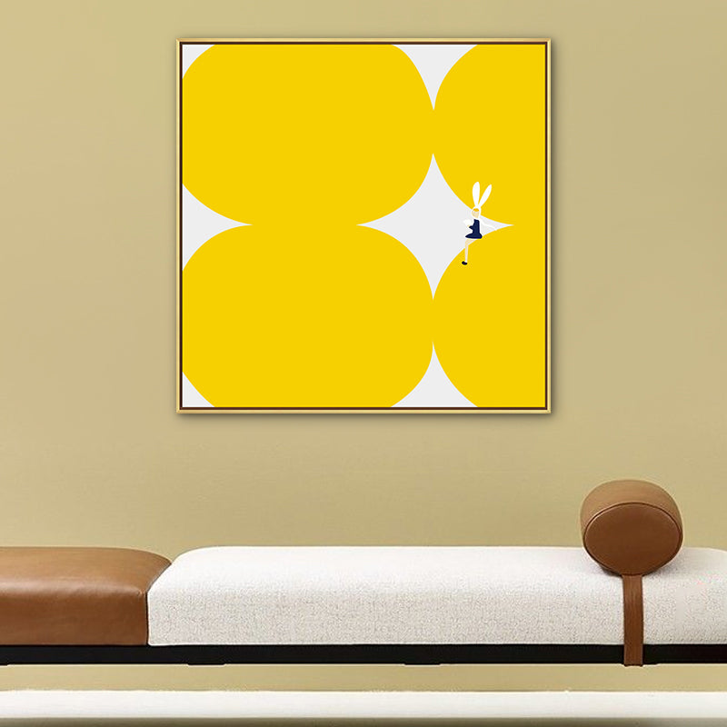 Brehn | Niedliche Bunny Girl Leinwand Wandkunst Esszimmer Geometrie Wanddekoration, mehrere Größenoptionen
