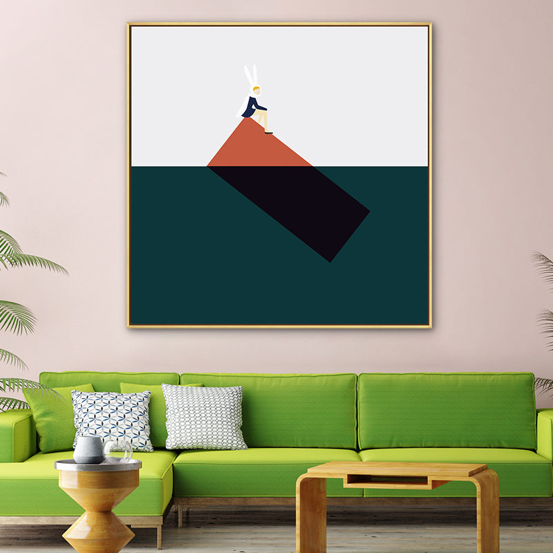 Brehn | Niedliche Bunny Girl Leinwand Wandkunst Esszimmer Geometrie Wanddekoration, mehrere Größenoptionen