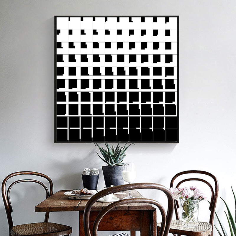 Brehn | Minimalismus Illustration Gitter Leinwand Esszimmer Wandkunst Dekor in Schwarz und Weiß