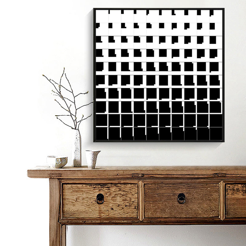Brehn | Minimalismus Illustration Gitter Leinwand Esszimmer Wandkunst Dekor in Schwarz und Weiß