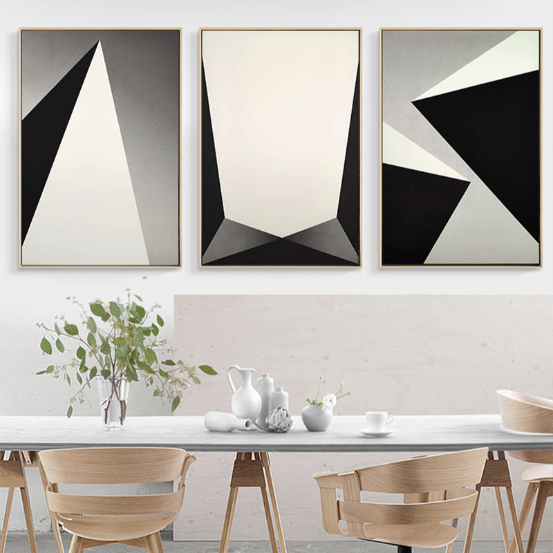 Brehn | Strukturierte Geometrie Prisma Leinwandkunst Skandinavischer Stil Wanddeko für Hausinterieur, Dunkle Farbe