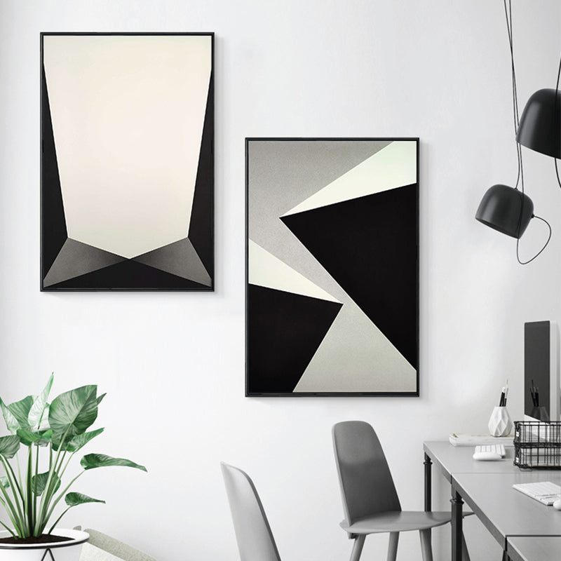 Brehn | Strukturierte Geometrie Prisma Leinwandkunst Skandinavischer Stil Wanddeko für Hausinterieur, Dunkle Farbe