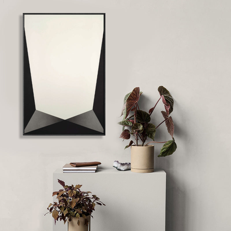Brehn | Strukturierte Geometrie Prisma Leinwandkunst Skandinavischer Stil Wanddeko für Hausinterieur, Dunkle Farbe