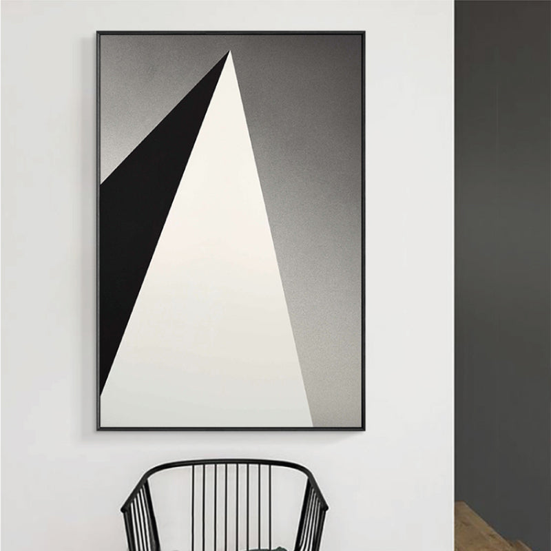 Brehn | Strukturierte Geometrie Prisma Leinwandkunst Skandinavischer Stil Wanddeko für Hausinterieur, Dunkle Farbe