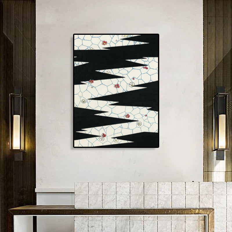 Brehn | Zickzack-Muster Leinwanddruck Jungenzimmer Geometrische Wandkunst in dunkler Farbe, strukturiert