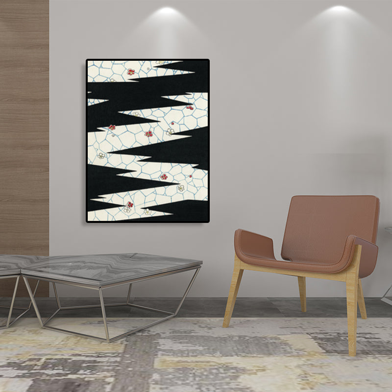 Brehn | Zickzack-Muster Leinwanddruck Jungenzimmer Geometrische Wandkunst in dunkler Farbe, strukturiert