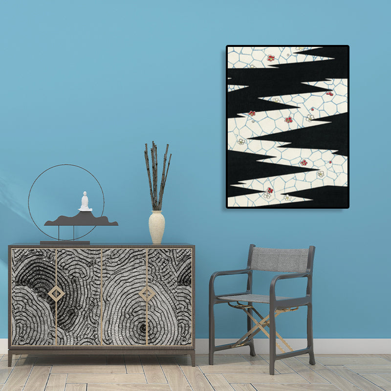 Brehn | Zickzack-Muster Leinwanddruck Jungenzimmer Geometrische Wandkunst in dunkler Farbe, strukturiert