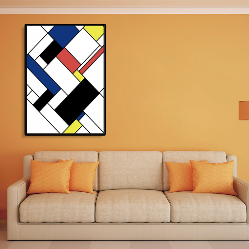 Brehn | Mondrian Geometrisches Gemälde Leinwand Nordic Texturiertes Wandkunst in Mehrfarben für Raum