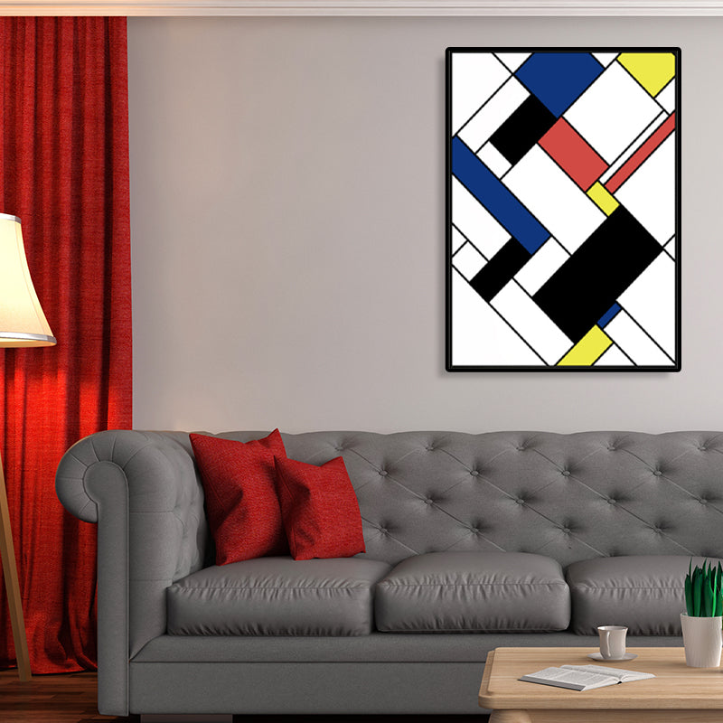 Brehn | Mondrian Geometrisches Gemälde Leinwand Nordic Texturiertes Wandkunst in Mehrfarben für Raum