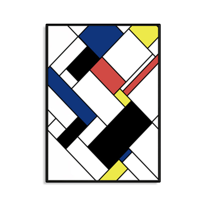 Brehn | Mondrian Geometrisches Gemälde Leinwand Nordic Texturiertes Wandkunst in Mehrfarben für Raum