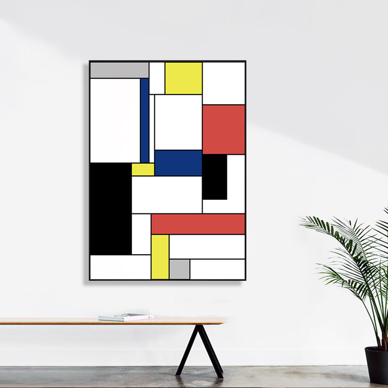 Brehn | Mondrian Geometrisches Gemälde Leinwand Nordic Texturiertes Wandkunst in Mehrfarben für Raum
