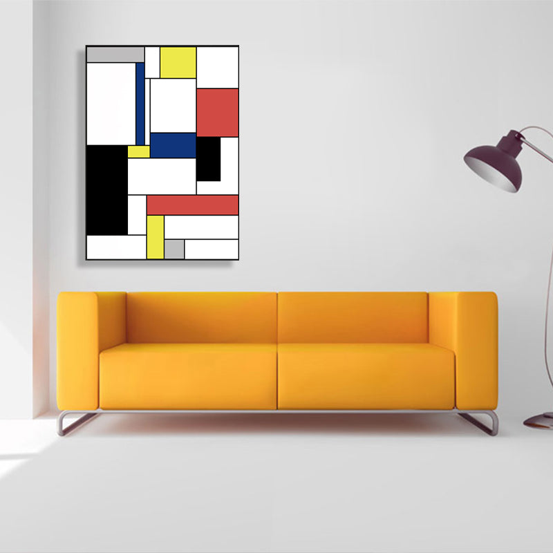 Brehn | Mondrian Geometrisches Gemälde Leinwand Nordic Texturiertes Wandkunst in Mehrfarben für Raum