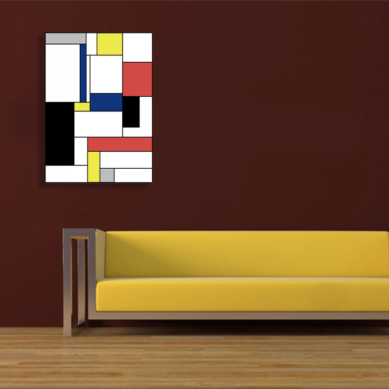 Brehn | Mondrian Geometrisches Gemälde Leinwand Nordic Texturiertes Wandkunst in Mehrfarben für Raum