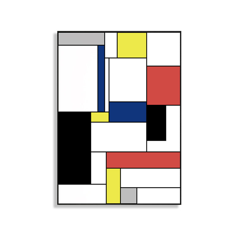 Brehn | Mondrian Geometrisches Gemälde Leinwand Nordic Texturiertes Wandkunst in Mehrfarben für Raum