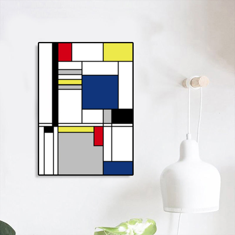 Brehn | Mondrian Geometrisches Gemälde Leinwand Nordic Texturiertes Wandkunst in Mehrfarben für Raum