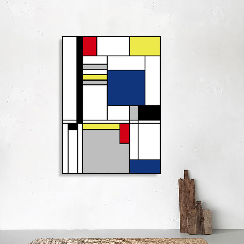 Brehn | Mondrian Geometrisches Gemälde Leinwand Nordic Texturiertes Wandkunst in Mehrfarben für Raum