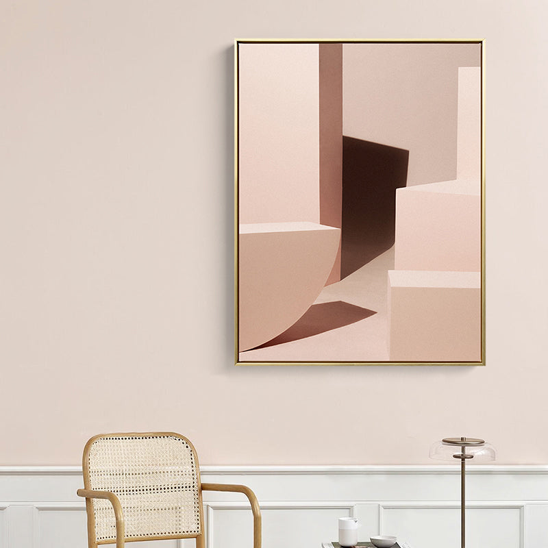 Brehn | Braune 3D geometrische Formen Leinwand Texturierte Kunst Druck für das Wohnzimmer, verschiedene Größen