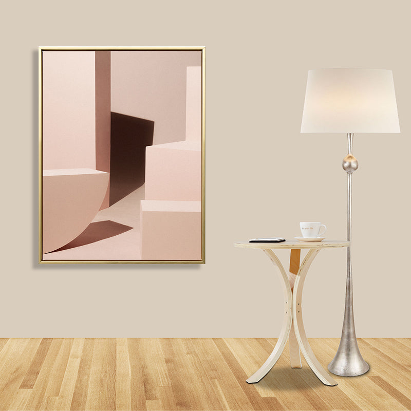 Brehn | Braune 3D geometrische Formen Leinwand Texturierte Kunst Druck für das Wohnzimmer, verschiedene Größen