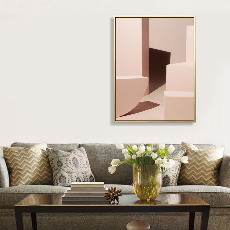 Brehn | Braune 3D geometrische Formen Leinwand Texturierte Kunst Druck für das Wohnzimmer, verschiedene Größen