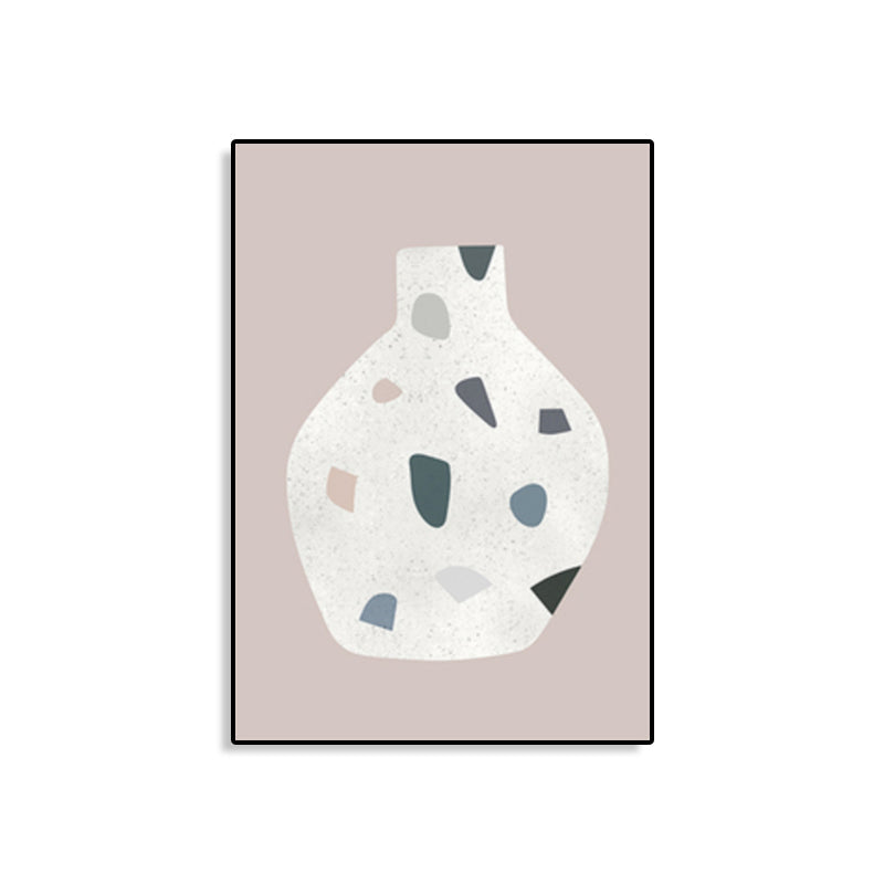 Brehn | Weisse Terrazzo Vase Leinwand Kunst Texturiert Nordischer Stil Esszimmer Wanddekoration auf Pink