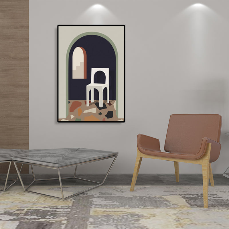 Brehn | Stillleben Geometrische Zeichnung Leinwand Nordic Texturiertes Wandkunst Druck in Dunkler Farbe