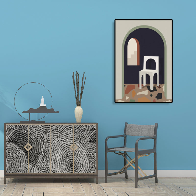 Brehn | Stillleben Geometrische Zeichnung Leinwand Nordic Texturiertes Wandkunst Druck in Dunkler Farbe
